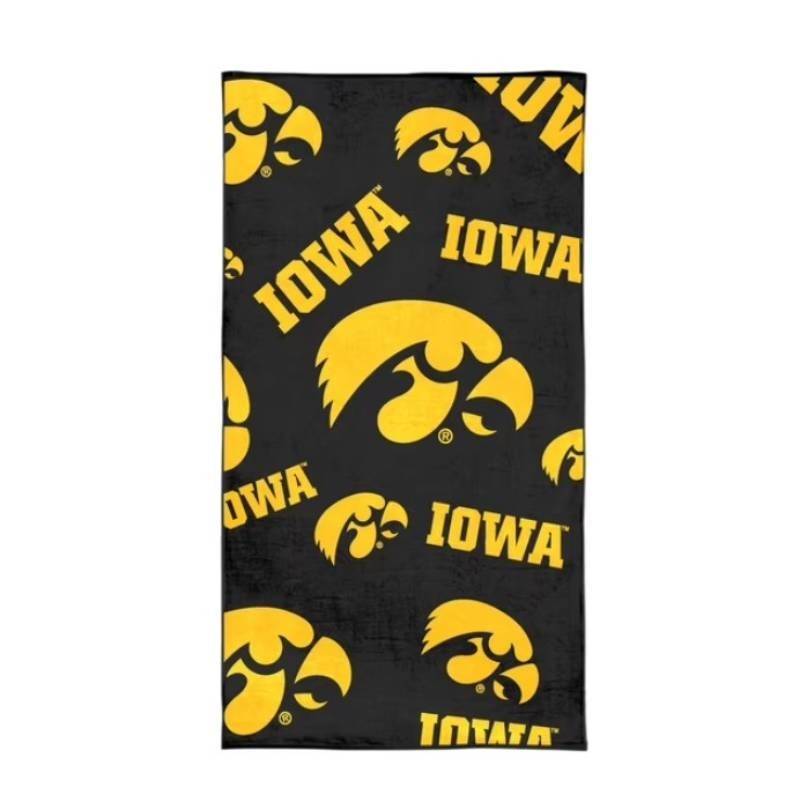 Logo Brands Iowa Hawkeyes 38x72 Beach Towel - Black and Yellow