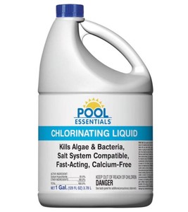 NEW Pallet of over 150 Gallons of Pool Essentials Chlorinating Liquid, 3 Pk of 1 Gal Bottles per Box