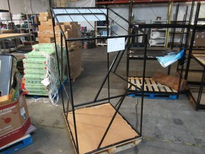 Welded Black Metal Frame Built to Fit Onto Pallets with Angled Roof - Perfect for Projects