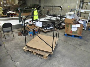 Welded Black Metal Frame Built to Fit Onto Pallets with Angled Roof - Perfect for Projects