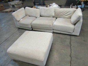 4 Piece Light Gray Fabric Sectional - Dirty