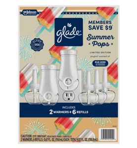 NEW Glade PlugIns Scented Oil Air Freshener, Summer Pops, 2 Warmers  6 Refills