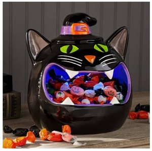 NEW Members Mark Pre-Lit Ceramic Cat Halloween Candy Bowl