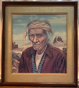 Native American Elder framed print by Derk Hansen