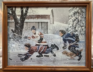 Hometown Hockey framed print by Douglas Laird