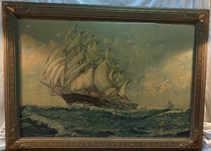 Vintage Nautical framed print by Jo Roelofs