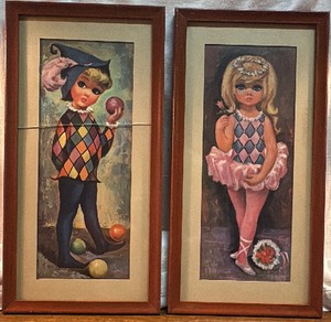 Big Eye Harlequin Children framed prints by Goji