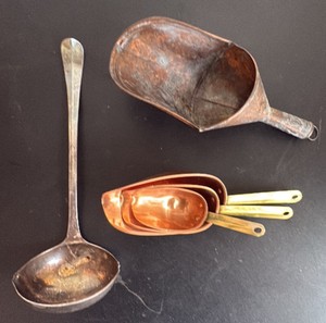 Copper Scoops and Silver Ladle