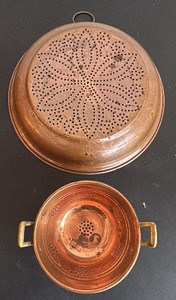 Two Copper Colanders