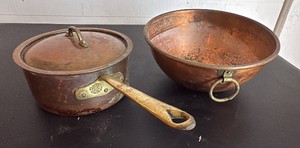 Vintage Copper Pot and Bowl