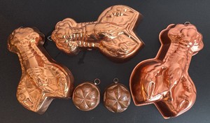 Four Copper Molds and One Copper Look Mold