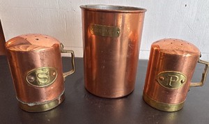Copper Canister and Salt & Pepper Shakers