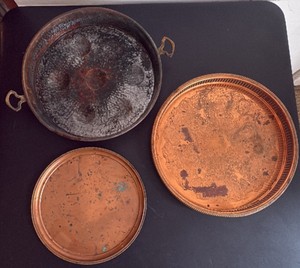 Three Vintage Copper Trays