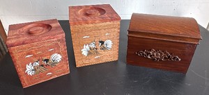 Mid-Century Wood Nesting Box Set and Wood Recipe Box