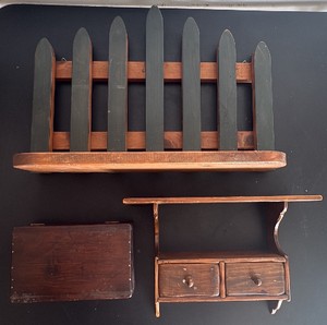 Two Wooden Shelves and a Vintage Wooden Box