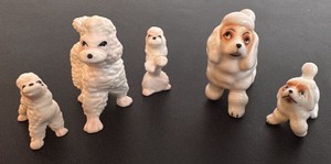 Five Miniature Porcelain Poodles