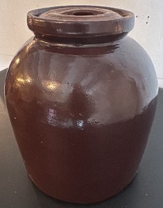 Vintage Brown Crock with Lid