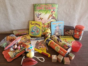 Big Lot of Vintage Toys and Childrens Books