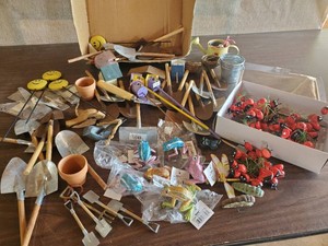 Fantastic Crafting Lot Mini Garden Items Shovels, Lady Bugs More