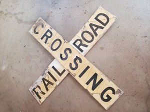Retired 4 Foot Double Sided Rail Road Crossing Sign