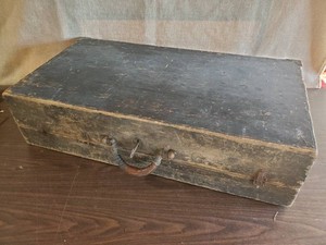 Very Solid Wood Carpenter Box w Rare Working Lock & Key