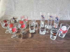 Various Beer  Sports realated Glassware budweiser, Schlitz, Miller Highlife and more