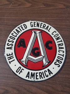 Metal Round Vintage Embossed Sign The Associated General Contractors of America
