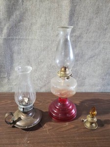 2 Vintage Oil Lamps and one Mini.