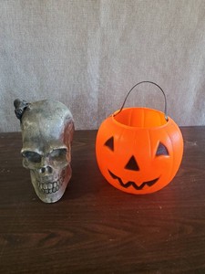 Halloween Empire Blowmold Candy Jackolantern Container and Skull