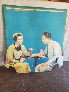 1920s Ice Cream Shop Lithograph Display 31x 29