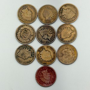 (10) Coin Indian Head Cent Collection  1800s