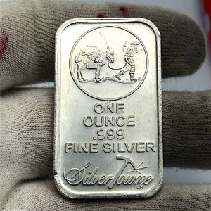 SilverTowne Prospector & Donkey 1 Troy Oz .999 Fine Silver Bar Retail $100