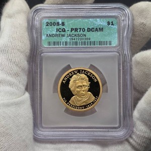 2008-S Andrew Jackson Presidential $1 Proof  ICG PR70 DCAM Perfect Grade Retail $45