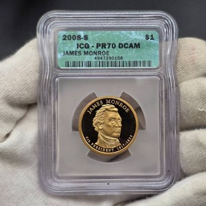 2008-S James Monroe Presidential $1 Proof  ICG PR70 DCAM Perfect Grade Retail $45