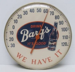 Nice Original 1950's era BARQ'S Root Beer Bubble Glass Advertising Thermometer