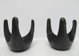 Vintage Native American Black on Black Pottery Candleholders