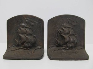 Antique Cast Iron Ship Bookends