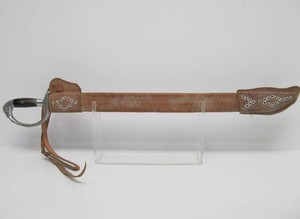 Vintage 28 Sword wDecorated Blade &amp Leather Sheath&nbsp