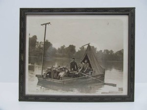 Wonderful Original 1920s-30s Photograph of Young Men Crossing a River wTheir Motorcycles