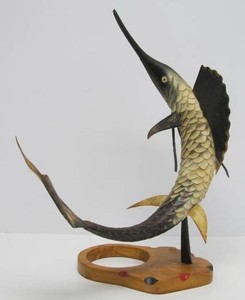 Larger Vintage Genuine Buffalo Horn Swordfish Sculpture&nbsp