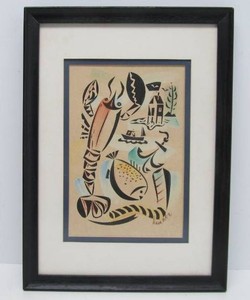 Vintage Mid Century Hand Signed Silkscreen Artwork by Francis Hamabe&nbsp