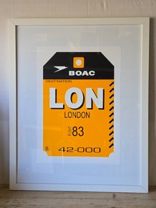 Large Framed Artwork Plane Ticket - LONDON - From Room &amp Board&nbsp