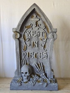 Large 29.5 Rest in Pieces Tombstone Halloween Decoration