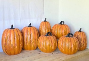 Large Lot of Lighted Flaming Pumpkin Halloween Decorations