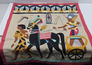 Old vintage 1930s era Egyptian Motif Tapestry