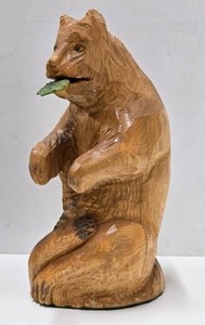 Large Vintage Folk Art Carved Wood Bear