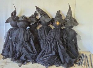 Lot of Lighted Glowing Witch Halloween Decorations wStands