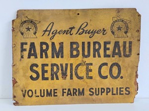Vintage 1940s era Minnesota Farm Bureau Service Company Advertising Sign