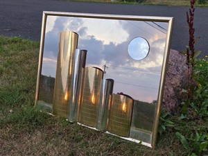 Large Retro Vintage Skyline Mirrored Wall Sculpture