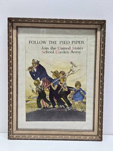 Framed Original WW1 Uncle Sam Pied Piper Recruiting Poster